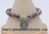 CGB7802 8mm rhodonite bead with luckly charm bracelets wholesale