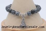 CGB7806 8mm snowflake obsidian bead with luckly charm bracelets