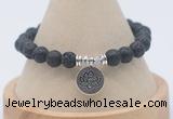 CGB7808 8mm black lava bead with luckly charm bracelets wholesale