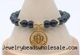 CGB7823 8mm black tourmaline bead with luckly charm bracelets