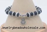 CGB7836 8mm matte Tibetan agate bead with luckly charm bracelets