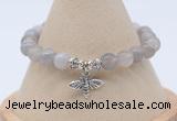 CGB7838 8mm grey banded agate bead with luckly charm bracelets