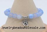 CGB7839 8mm blue banded agate bead with luckly charm bracelets