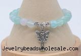 CGB7840 8mm sea blue banded agate bead with luckly charm bracelets