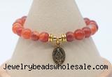 CGB7843 8mm red banded agate bead with luckly charm bracelets