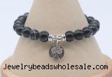 CGB7845 8mm black banded agate bead with luckly charm bracelets