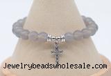 CGB7853 8mm grey agate bead with luckly charm bracelets