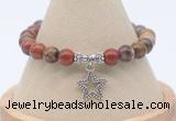 CGB7863 8mm red moss agate bead with luckly charm bracelets