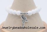 CGB7870 8mm white candy jade bead with luckly charm bracelets