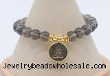 CGB7892 8mm smoky quartz bead with luckly charm bracelets