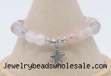 CGB7896 8mm pink quartz bead with luckly charm bracelets