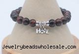 CGB7918 8mm red tiger eye bead with luckly charm bracelets