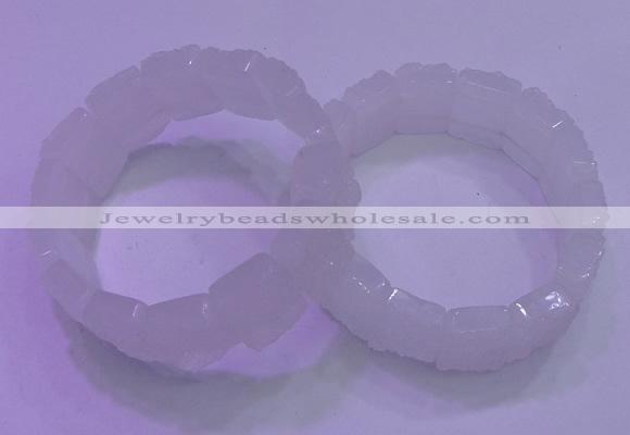 CGB800 8 inches 15*20mm rectangle white druzy agate bracelets