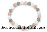 CGB8014 8mm moonstone, white moonstone & labradorite beaded stretchy bracelets