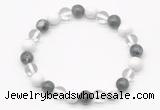 CGB8019 8mm white crystal, white howlite & black labradorite beaded stretchy bracelets