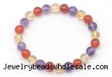 CGB8027 8mm amethyst, citrine & red agate beaded stretchy bracelets