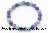 CGB8031 8mm amethyst, lapis lazuli & blue howlite beaded stretchy bracelets