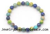 CGB8032 8mm lapis lazuli, blue & green sea sediment jasper beaded stretchy bracelets