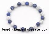 CGB8033 8mm lapis lazuli & matte white howlite beaded stretchy bracelets