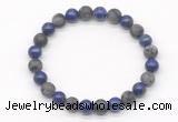 CGB8035 8mm lapis lazuli & matte black labradorite beaded stretchy bracelets