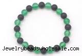 CGB8046 8mm green agate & matte black agate beaded stretchy bracelets