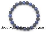 CGB8047 8mm lapis lazuli & matte black agate beaded stretchy bracelets