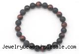 CGB8051 8mm red tiger eye & matte black agate beaded stretchy bracelets