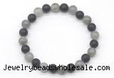 CGB8053 8mm labradorite & matte black agate beaded stretchy bracelets