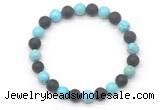 CGB8054 8mm blue howlite & matte black agate beaded stretchy bracelets