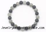 CGB8072 8mm labradorite & black lava beaded stretchy bracelets