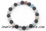 CGB8076 8mm amazonite & black lava beaded stretchy bracelets