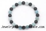 CGB8077 8mm amazonite & black lava beaded stretchy bracelets