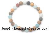 CGB8080 8mm matte amazonite, picture jasper & picasso jasper beaded stretchy bracelets