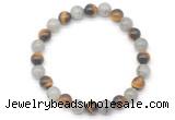 CGB8088 8mm matte yellow tiger eye & labradorite beaded stretchy bracelets