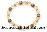 CGB8102 8mm citrine, yellow tiger eye & hematite power beads bracelet