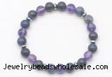 CGB8106 8mm sodalite, amethyst & hematite power beads bracelet