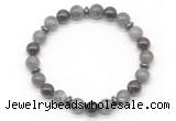 CGB8109 8mm labradorite, garnet & hematite power beads bracelet