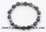 CGB8116 8mm black labradorite & hematite power beads bracelet