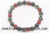 CGB8122 8mm ruby zoisite, red agate & hematite power beads bracelet