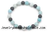 CGB8130 8mm amazonite, black lava & hematite power beads bracelet