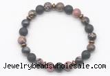 CGB8132 8mm rhodonite, black lava & hematite power beads bracelet