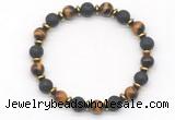 CGB8135 8mm yellow tiger eye, black lava & hematite power beads bracelet