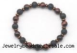 CGB8136 8mm red tiger eye, black lava & hematite power beads bracelet