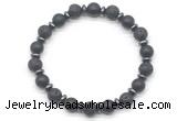 CGB8138 8mm matte black agate, black lava & hematite power beads bracelet