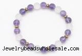 CGB8143 8mm amethyst, matte white crystal & hematite power beads bracelet