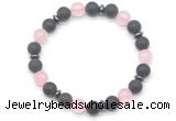 CGB8146 8mm matte black agate, rose quartz & hematite power beads bracelet