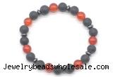 CGB8148 8mm matte black agate, red agate & hematite power beads bracelet