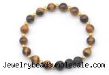 CGB8165 8mm yellow tiger eye & black lava beaded stretchy bracelets