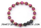 CGB8167 8mm red tiger eye & black lava beaded stretchy bracelets