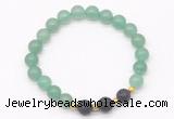 CGB8169 8mm green aventurine & black lava beaded stretchy bracelets